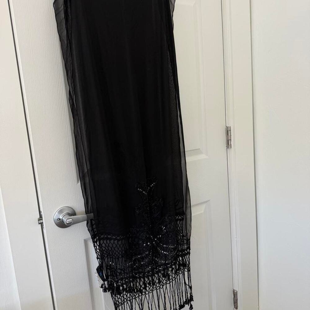 Vintage Sue Wong Black Silk Scarf - Picture 8 of 8